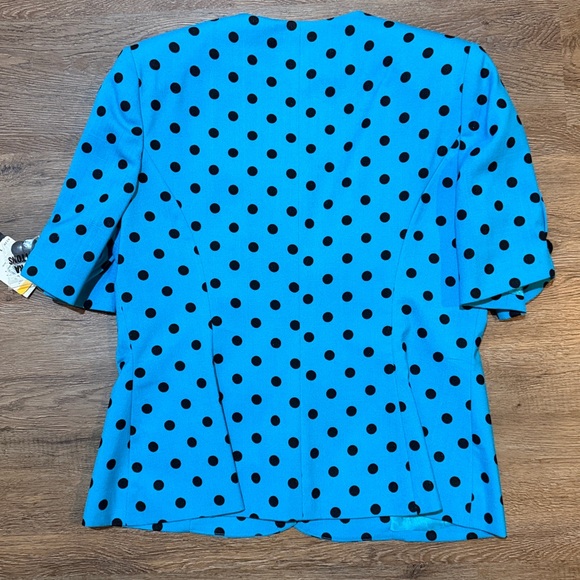 Vintage Leslie Fay Suits Vibrant Blue Blazer with Black Dots - Picture 7 of 7